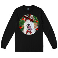 Black Christmas White Shepherd With Cowhide Long Sleeve Tee - RanaPortraitStore