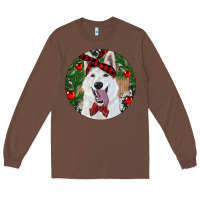 Chestnut Christmas White Shepherd With Cowhide Long Sleeve Tee - RanaPortraitStore