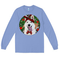 Colony Blue Christmas White Shepherd With Cowhide Long Sleeve Tee - RanaPortraitStore