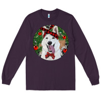 Plum Christmas White Shepherd With Cowhide Long Sleeve Tee - RanaPortraitStore
