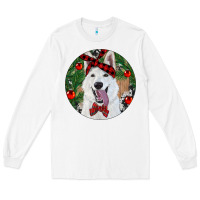 White Christmas White Shepherd With Cowhide Long Sleeve Tee - RanaPortraitStore