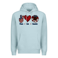 Blue Mist Peace Love America Premium Hoodie - Jasminsmagicworld