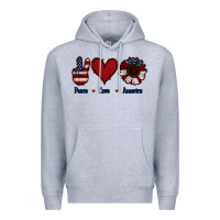 Heather Grey Peace Love America Premium Hoodie - Jasminsmagicworld