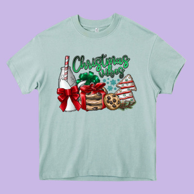 Christmas Vibes Heavy Core Tee Designed By Cowhidedigitalart