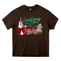 Chocolate Brown Christmas Vibes Heavy Core Tee - CowhideDigitalArt