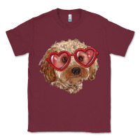 Burgundy toy poodle with love glasses Classic Tee - RanaPortraitStore
