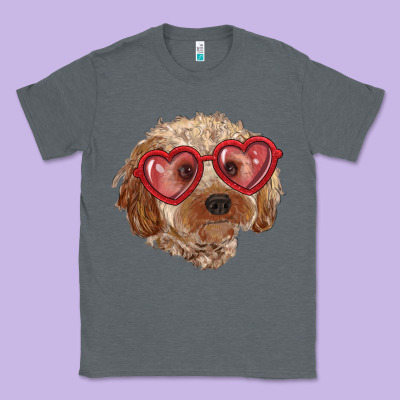 Classic Tee toy poodle with love glasses