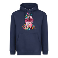 Navy mexican day of the dead skulls coffee cup Heavyweight Hoodie - FaDigitalArtStudio
