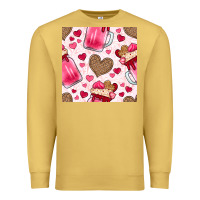 Antique Gold valentines day milkshake seamless pattern Premium Sweatshirt - BundleAndBundleShop