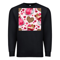 Black valentines day milkshake seamless pattern Premium Sweatshirt - BundleAndBundleShop