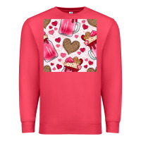 Cardinal valentines day milkshake seamless pattern Premium Sweatshirt - BundleAndBundleShop