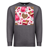 Charcoal Heather valentines day milkshake seamless pattern Premium Sweatshirt - BundleAndBundleShop