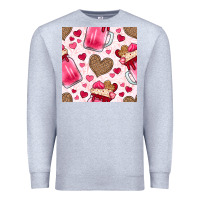 Heather Grey valentines day milkshake seamless pattern Premium Sweatshirt - BundleAndBundleShop