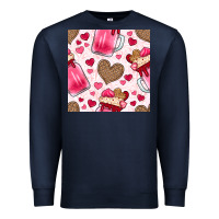 Navy valentines day milkshake seamless pattern Premium Sweatshirt - BundleAndBundleShop