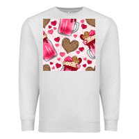 Oatmeal Heather valentines day milkshake seamless pattern Premium Sweatshirt - BundleAndBundleShop