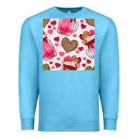 Ocean Blue valentines day milkshake seamless pattern Premium Sweatshirt - BundleAndBundleShop