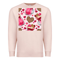 Pale Pink valentines day milkshake seamless pattern Premium Sweatshirt - BundleAndBundleShop