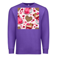 Purple valentines day milkshake seamless pattern Premium Sweatshirt - BundleAndBundleShop