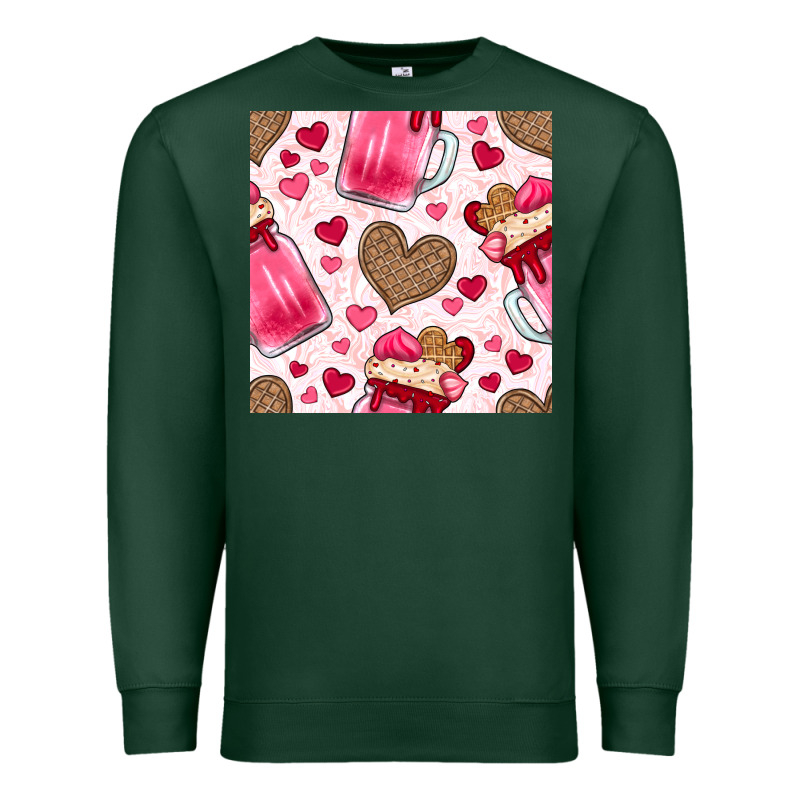 Valentines Day Milkshake Seamless Pattern Premium Sweatshirt by BundleAndBundleShop | Teevron