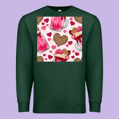 Valentines Day Milkshake Seamless Pattern Premium Sweatshirt Designed By Bundleandbundleshop