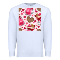 White valentines day milkshake seamless pattern Premium Sweatshirt - BundleAndBundleShop