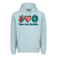 Blue Mist Peace Love Turquoise Premium Hoodie - Jasminsmagicworld