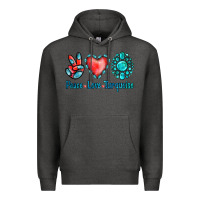Charcoal Heather Peace Love Turquoise Premium Hoodie - Jasminsmagicworld