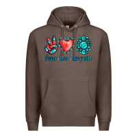 Coffee Peace Love Turquoise Premium Hoodie - Jasminsmagicworld