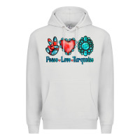 Peace Love Turquoise Premium Hoodie | Teevron