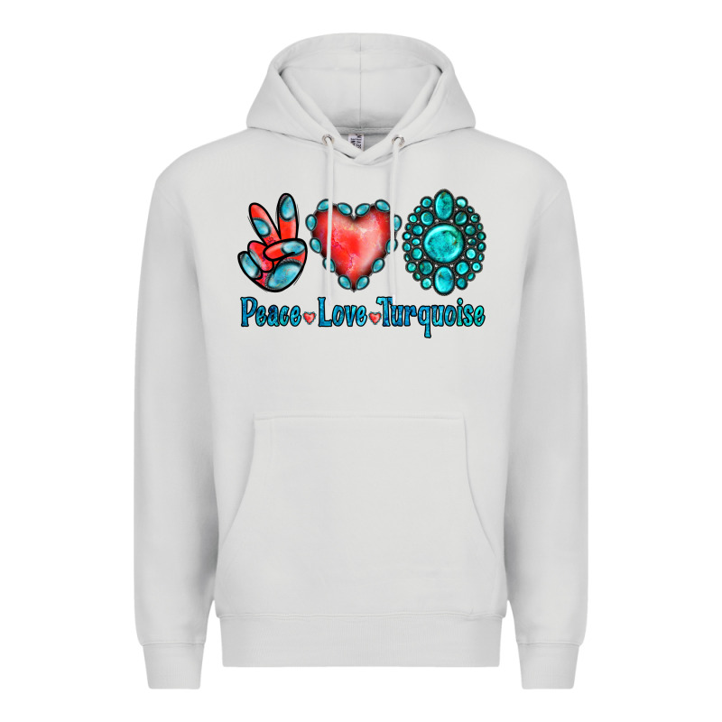 Peace Love Turquoise Premium Hoodie by Jasminsmagicworld | Teevron