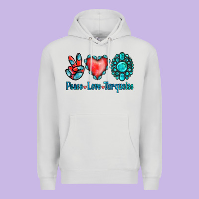 Peace Love Turquoise Premium Hoodie Designed By Jasminsmagicworld