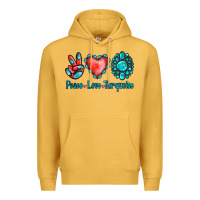 Mustard Peace Love Turquoise Premium Hoodie - Jasminsmagicworld