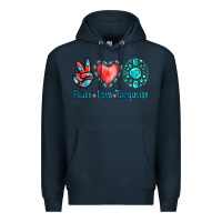 Navy Peace Love Turquoise Premium Hoodie - Jasminsmagicworld