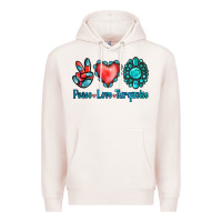 Pale Pink Peace Love Turquoise Premium Hoodie - Jasminsmagicworld
