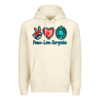 Sandshell Peace Love Turquoise Premium Hoodie - Jasminsmagicworld