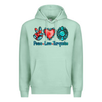 Seafoam Peace Love Turquoise Premium Hoodie - Jasminsmagicworld