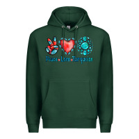 Sports Green Peace Love Turquoise Premium Hoodie - Jasminsmagicworld