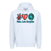 White Peace Love Turquoise Premium Hoodie - Jasminsmagicworld