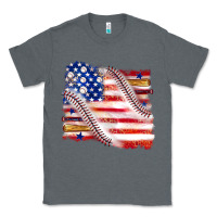 Charcoal Heather baseball american flag Classic Tee - texasbilliewilder