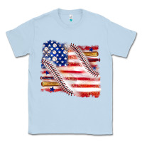 Dusty Blue baseball american flag Classic Tee - texasbilliewilder