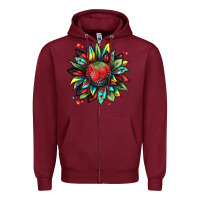 Burgundy berry sunflower Zipper Hoodie - texasbilliewilder