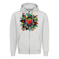 Dove Grey berry sunflower Zipper Hoodie - texasbilliewilder