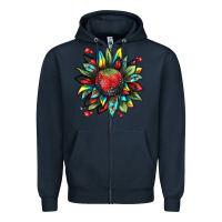Navy berry sunflower Zipper Hoodie - texasbilliewilder