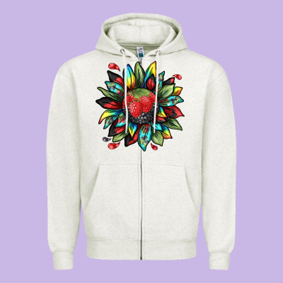 Berry Sunflower Zipper Hoodie Designed By Texasbilliewilder