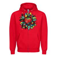 Red berry sunflower Zipper Hoodie - texasbilliewilder