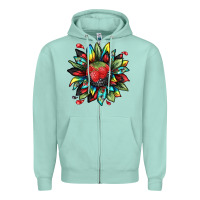 Seafoam berry sunflower Zipper Hoodie - texasbilliewilder