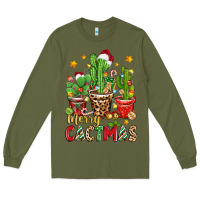Army Green christmas cactus merry cactmas Long Sleeve Tee - Zillion Design Studio