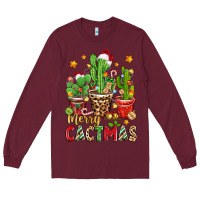 Burgundy christmas cactus merry cactmas Long Sleeve Tee - Zillion Design Studio