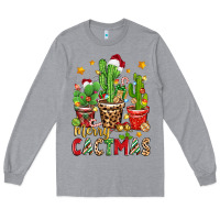 Heather Grey christmas cactus merry cactmas Long Sleeve Tee - Zillion Design Studio