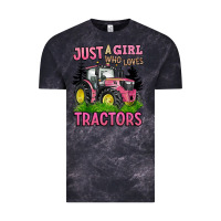 Cloud Black just a girl who loves tractors Vintage Tee - BarkalooDesign